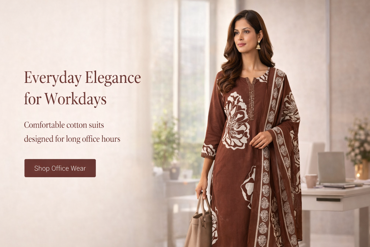 Women’s cotton kurti pant dupatta set for office and everyday wear, designed for comfort and elegance.